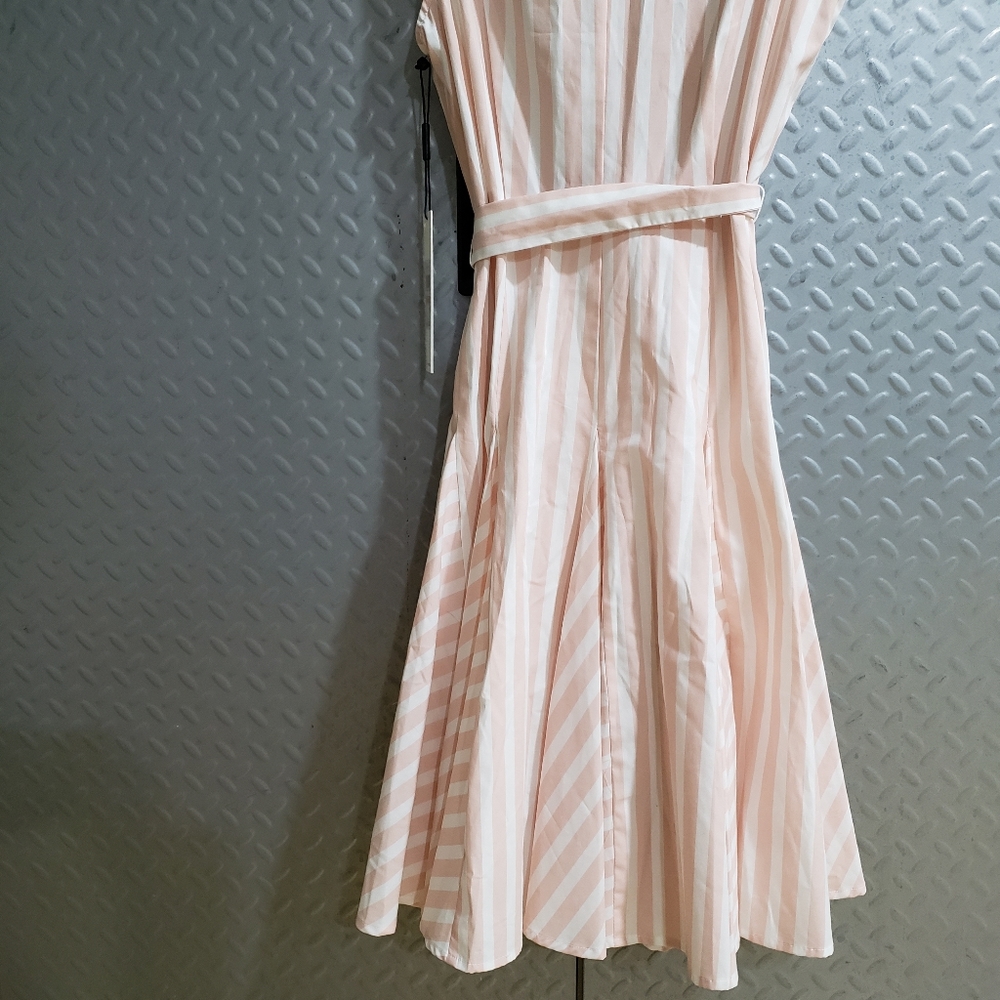 NWT CALVIN KLEIN cream/white striped shirt cotton dress (2) - Picture 3 of 15